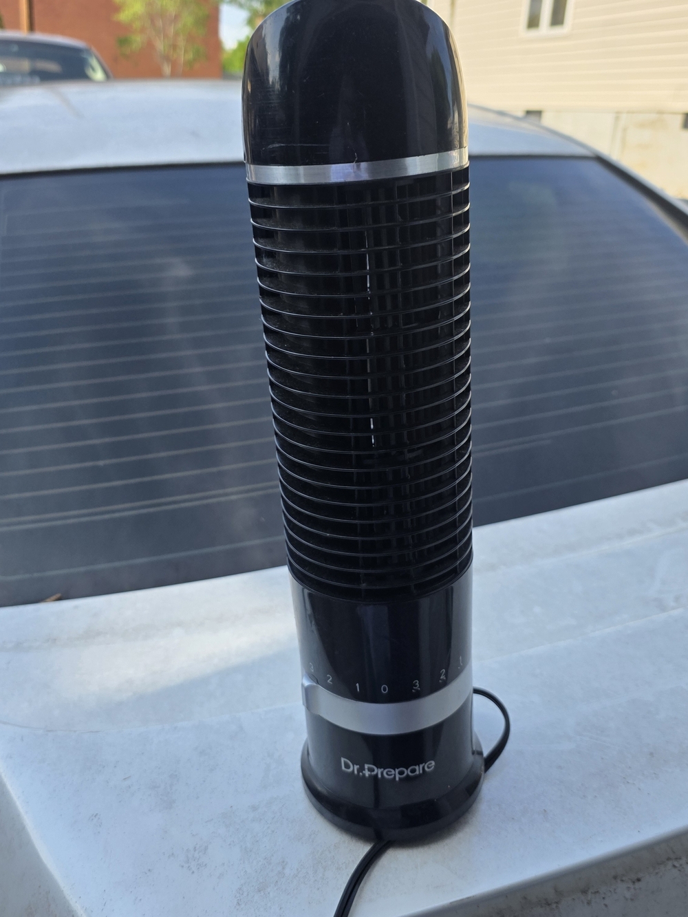 Black Personal Tower Fan - Compact Desktop Air Circulator